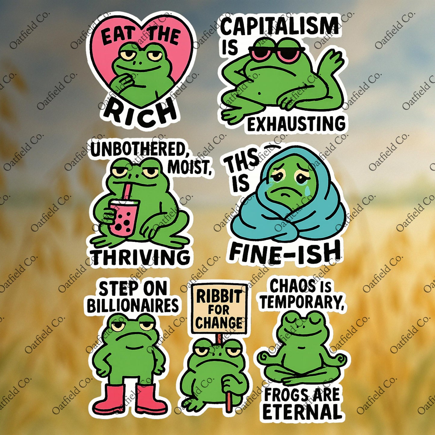 Frog Activist Sticker Pack – Funny Political Protest Frog Stickers