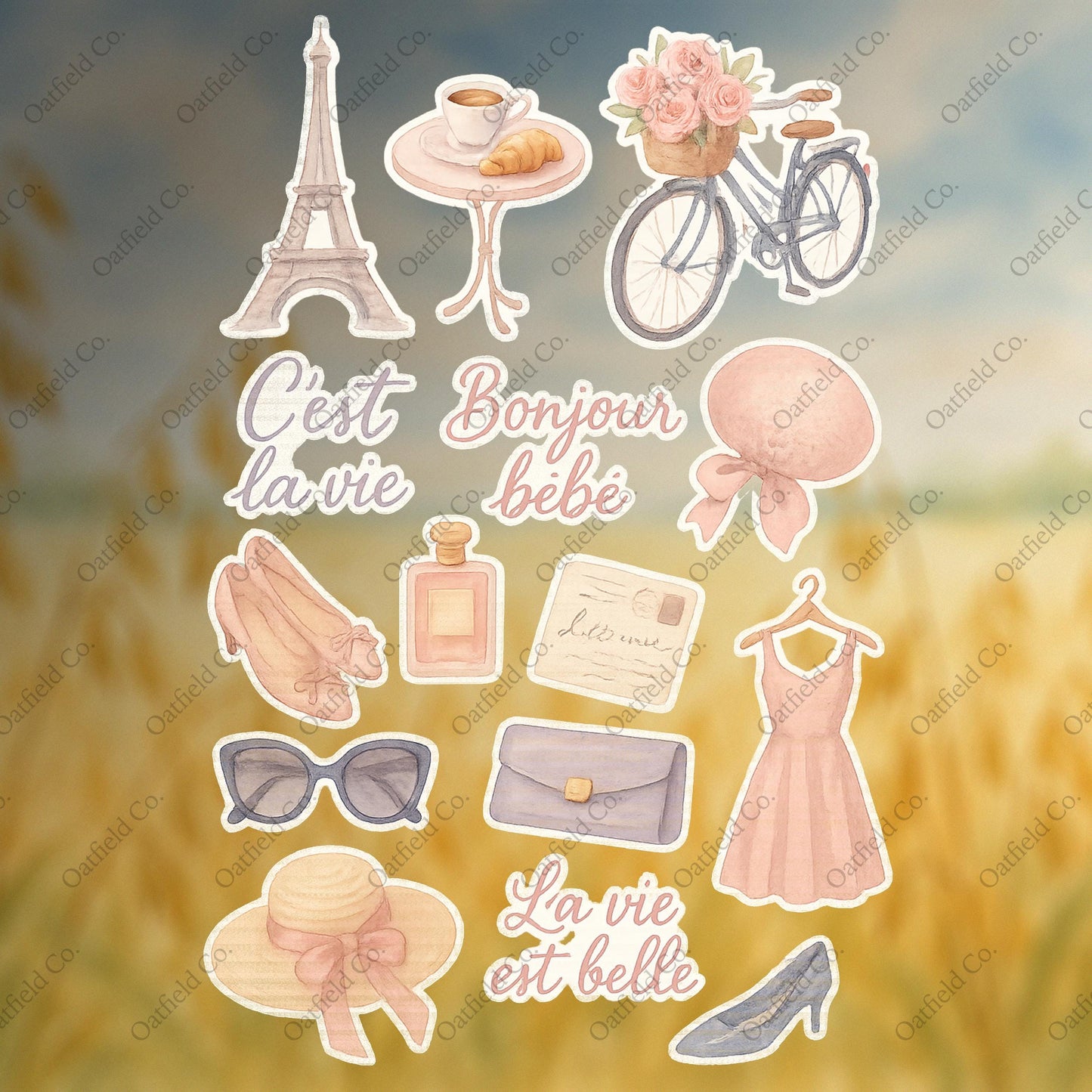 Parisian Girl Summer Sticker Pack – Glossy French Aesthetic Stickers for Journals & Planners