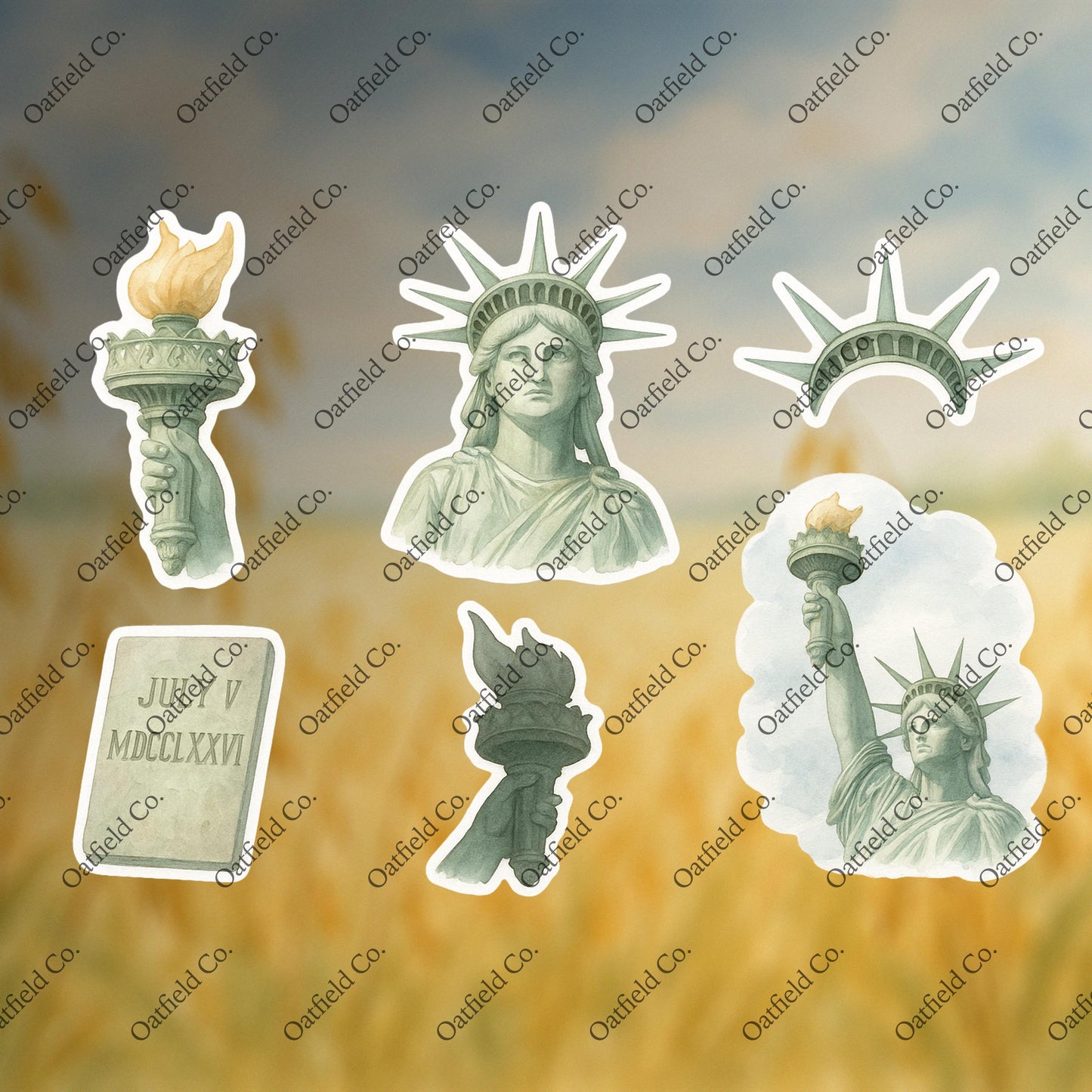 Statue of Liberty Sticker Pack: USA Independence Day Decor - Glossy Stickers