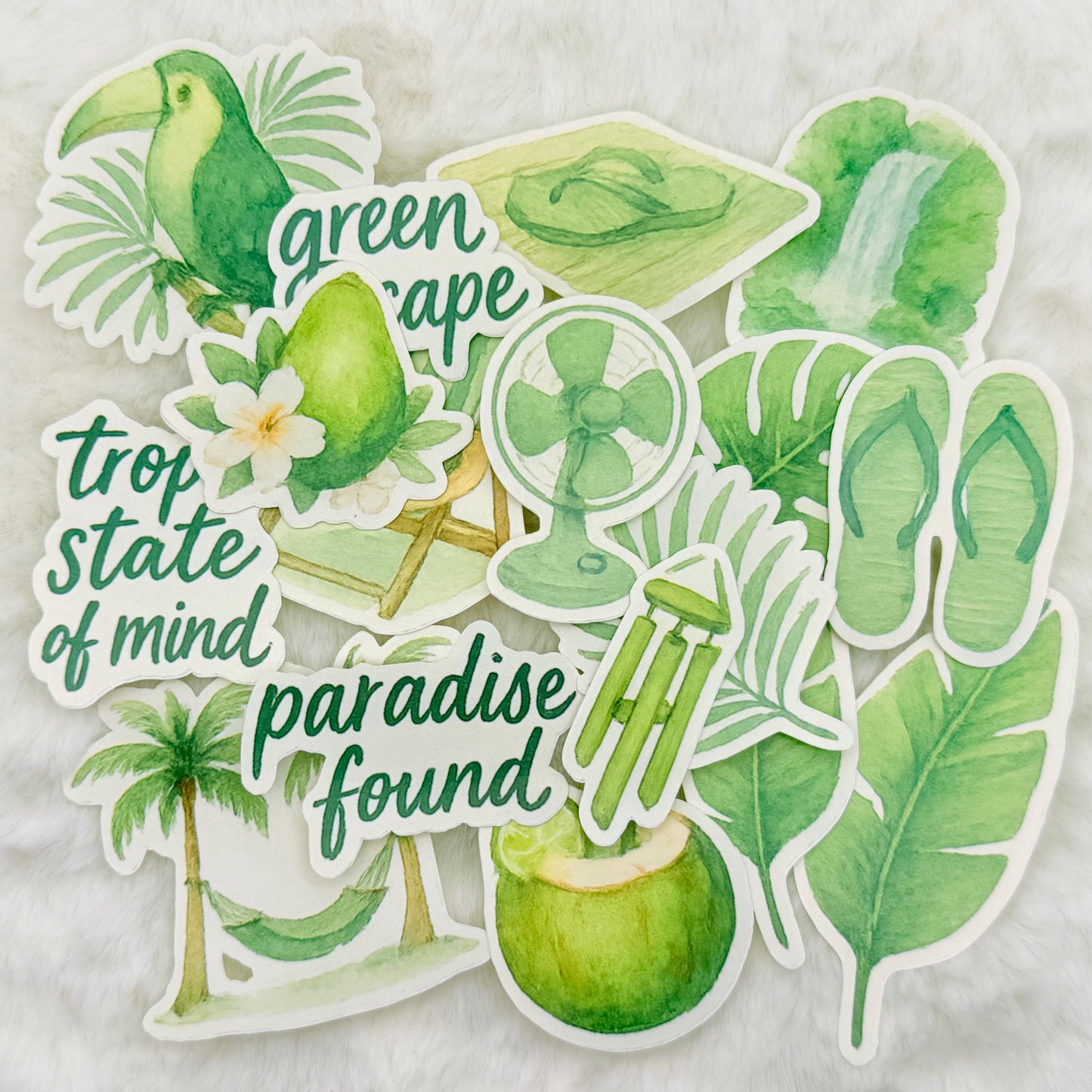 Tropical Sticker Pack: Glossy Watercolor Jungle Planner Stickers