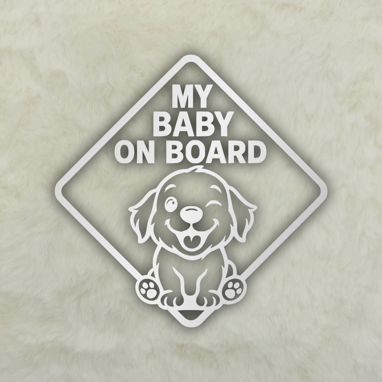Cute Dog Baby On Board Vinyl Decal – Pet Car Sticker, Puppy Safety Sign, Dog Lover Car Accessory, Transfer Tape Included