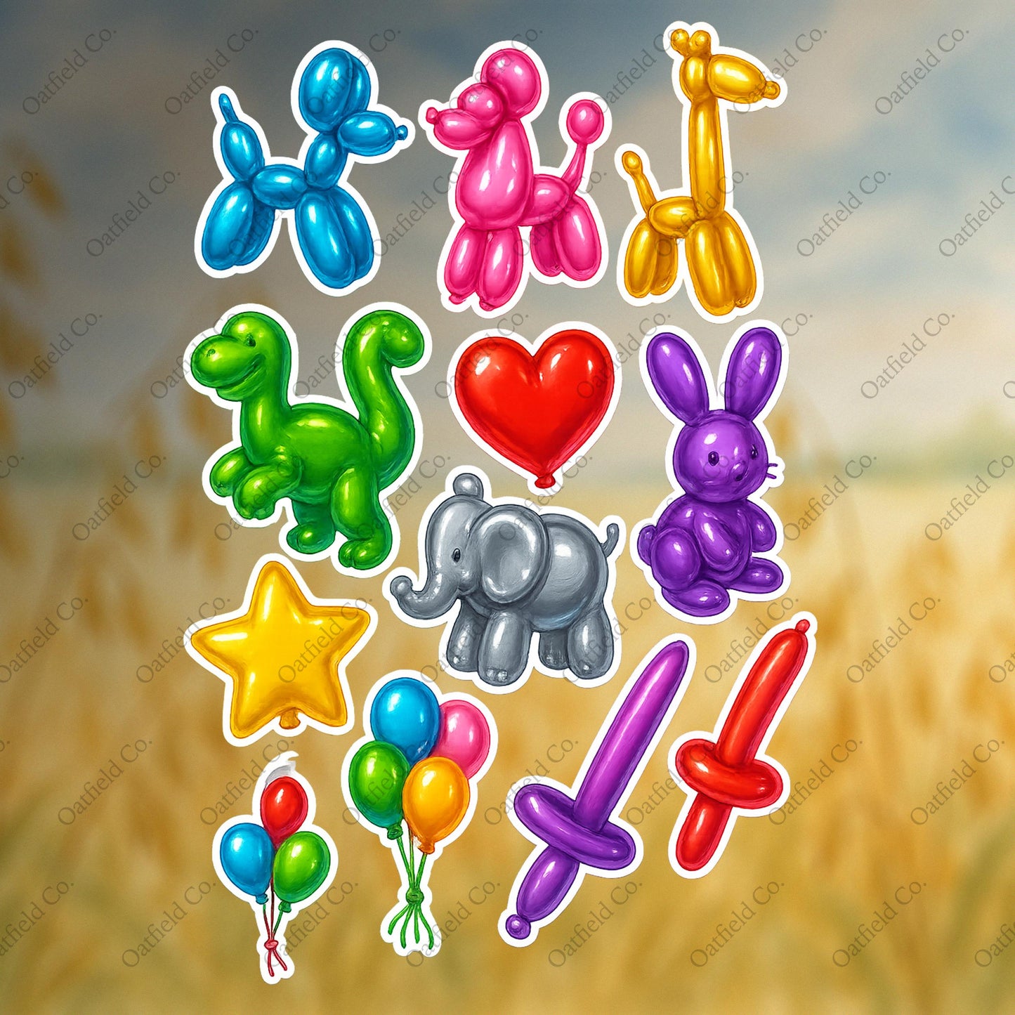 Glossy Balloon Animal Sticker Pack: Party Decorations