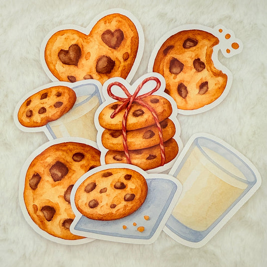 Cozy Cookie and Milk Sticker Pack – Watercolor Dessert Stickers for Journaling & Planners