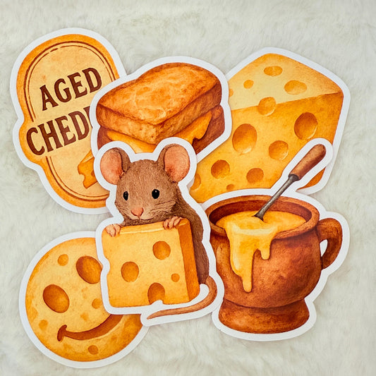 Cheese Sticker Pack: Waterproof - Glossy Stickers for Foodies