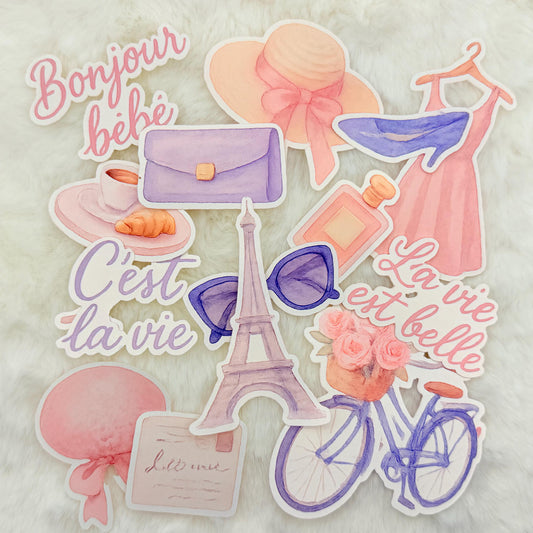 Parisian Girl Summer Sticker Pack – Glossy French Aesthetic Stickers for Journals & Planners