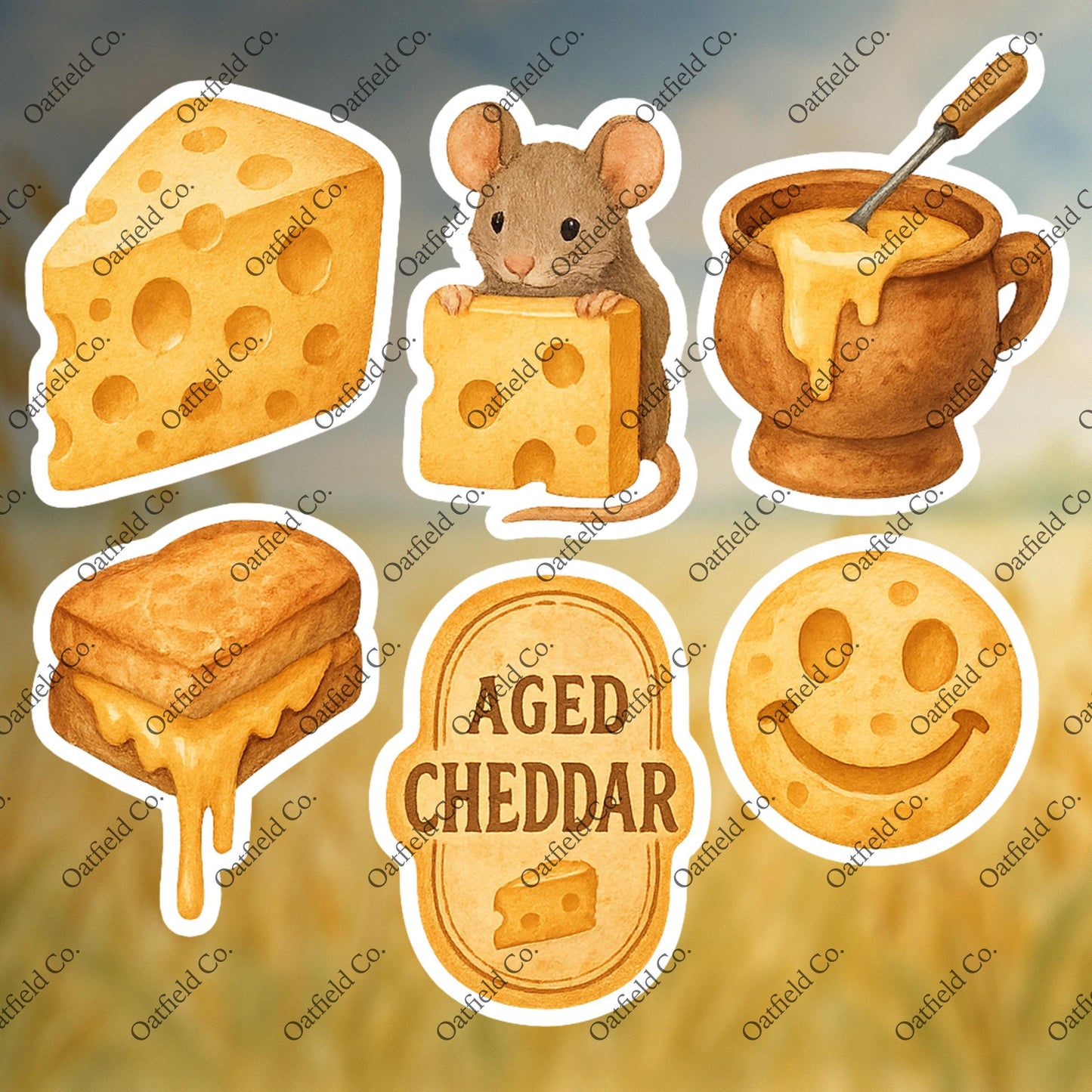 Cheese Sticker Pack: Waterproof - Glossy Stickers for Foodies