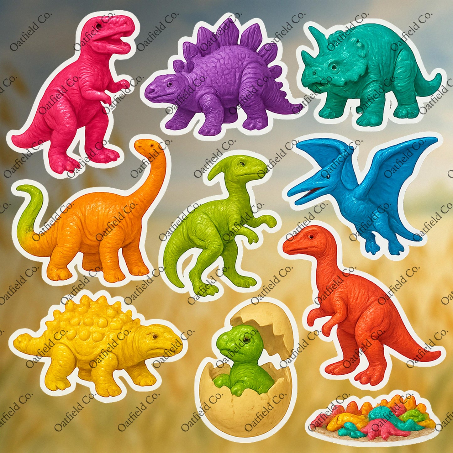 Colorful Dinosaur Sticker Pack: Glossy Dino Stickers for Kids