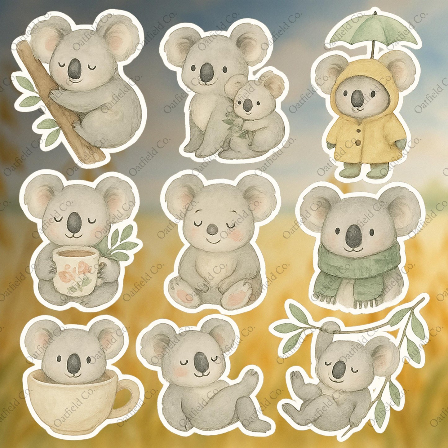 Cute Koala Sticker Pack – Cozy Glossy Koala Bear Stickers