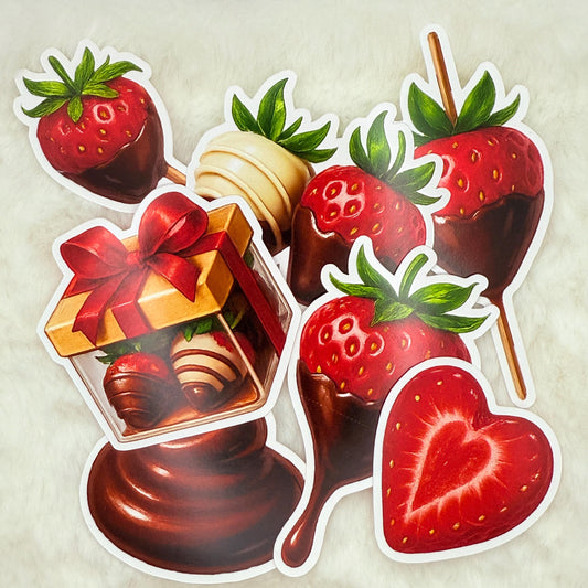 Chocolate Covered Strawberry Sticker Pack: Sweet Treat - Glossy Stickers
