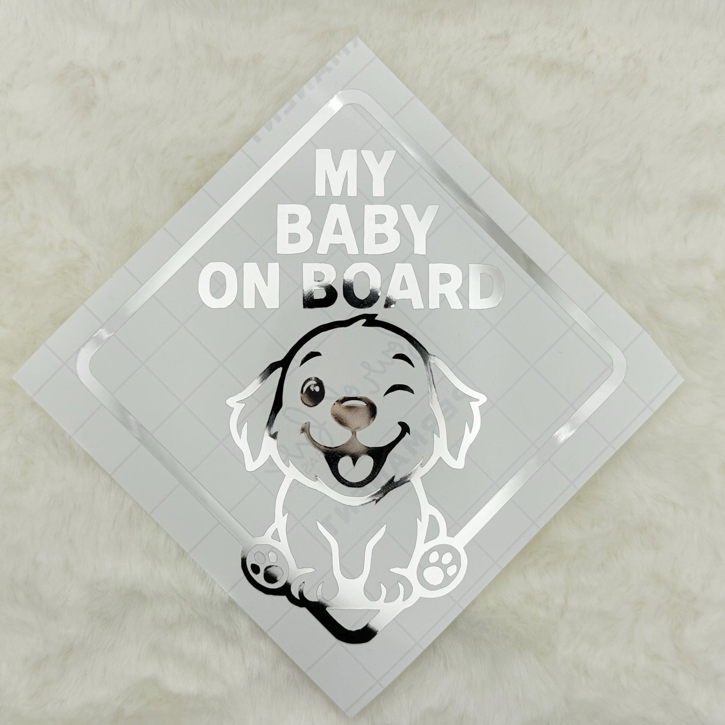 Cute Dog Baby On Board Vinyl Decal – Pet Car Sticker, Puppy Safety Sign, Dog Lover Car Accessory, Transfer Tape Included