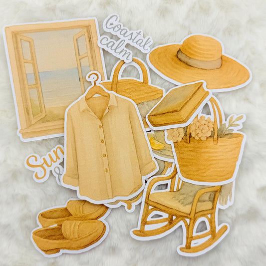 Coastal Grandma Aesthetic Sticker Pack – Glossy Watercolor Vintage Summer Vibes