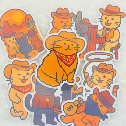 Cowboy Cat Sticker Pack: Funny Western Vinyl Decals