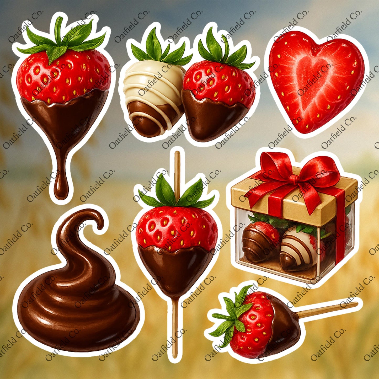 Chocolate Covered Strawberry Sticker Pack: Sweet Treat - Glossy Stickers