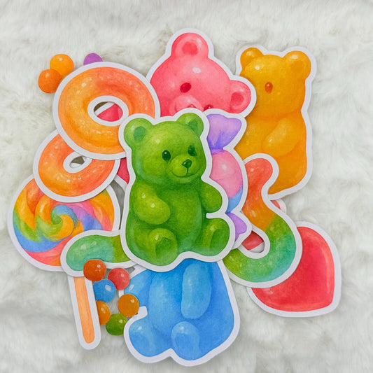 Candyland Gummy Sticker Pack: Glossy Watercolor Candycore Stickers