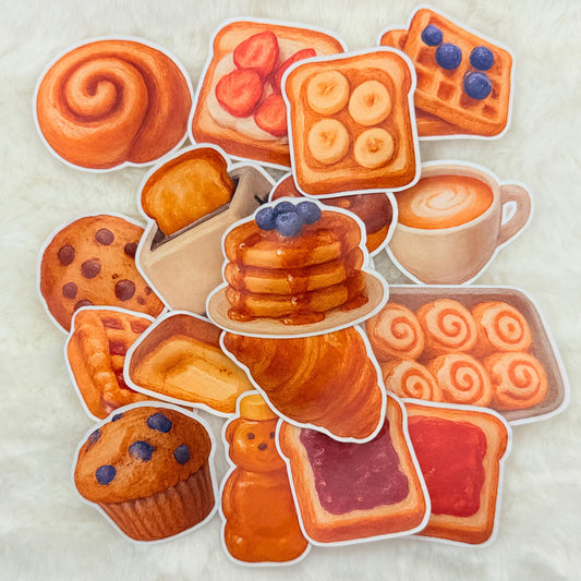 Breakfast Bakery Sticker Pack – Toast, Coffee, Pastries & Sweet Morning