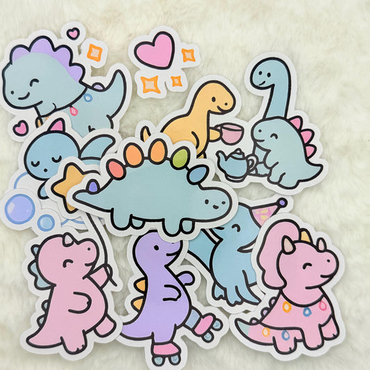 Pastel Dinosaur Sticker Pack: Kawaii Dino Stickers for Journals