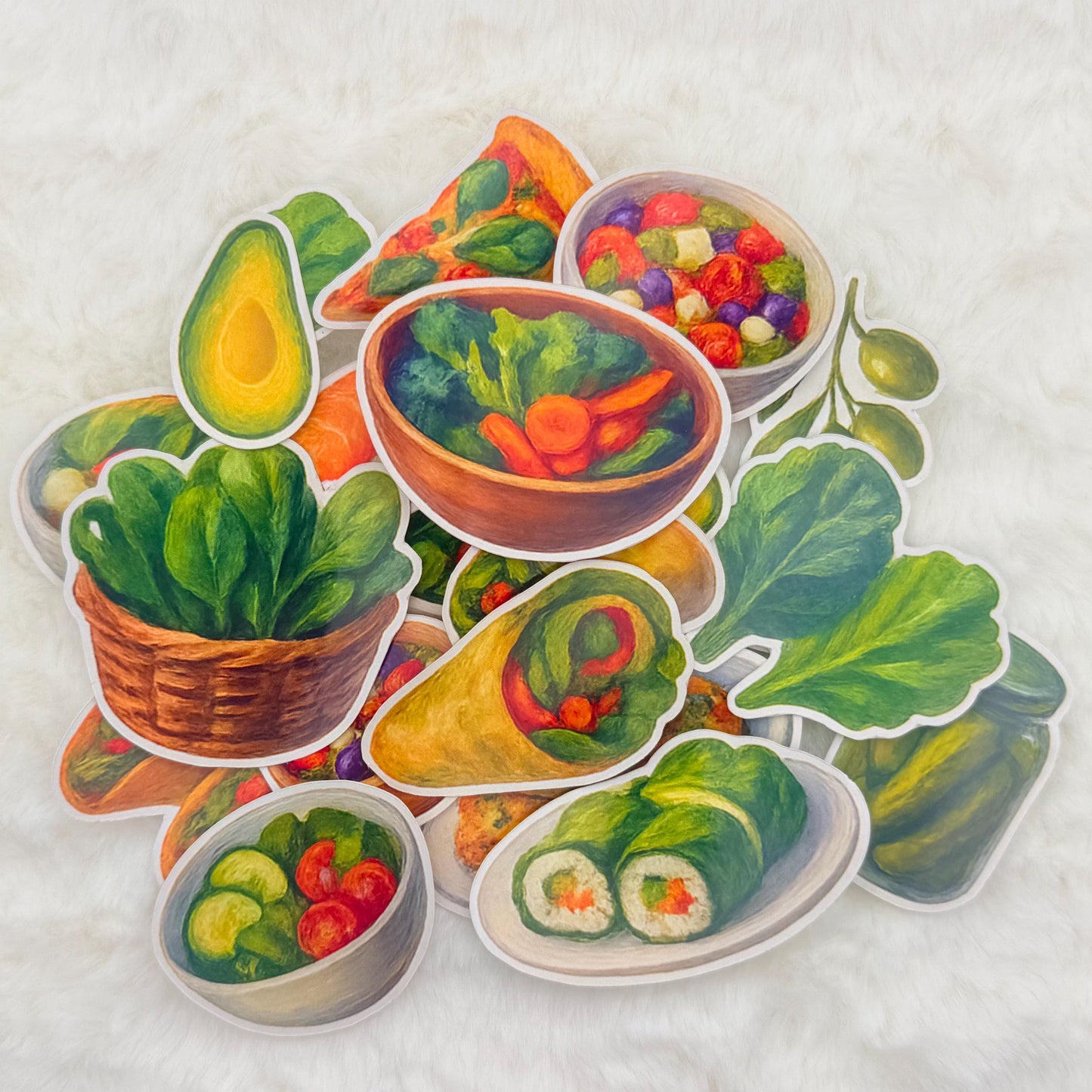 Fresh & Healthy Foods Sticker Pack – Salads, Wraps, Avocados and Greens