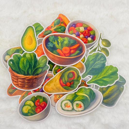 Fresh & Healthy Foods Sticker Pack – Salads, Wraps, Avocados and Greens