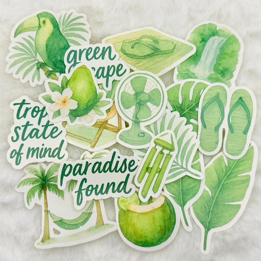 Tropical Sticker Pack: Glossy Watercolor Jungle Planner Stickers