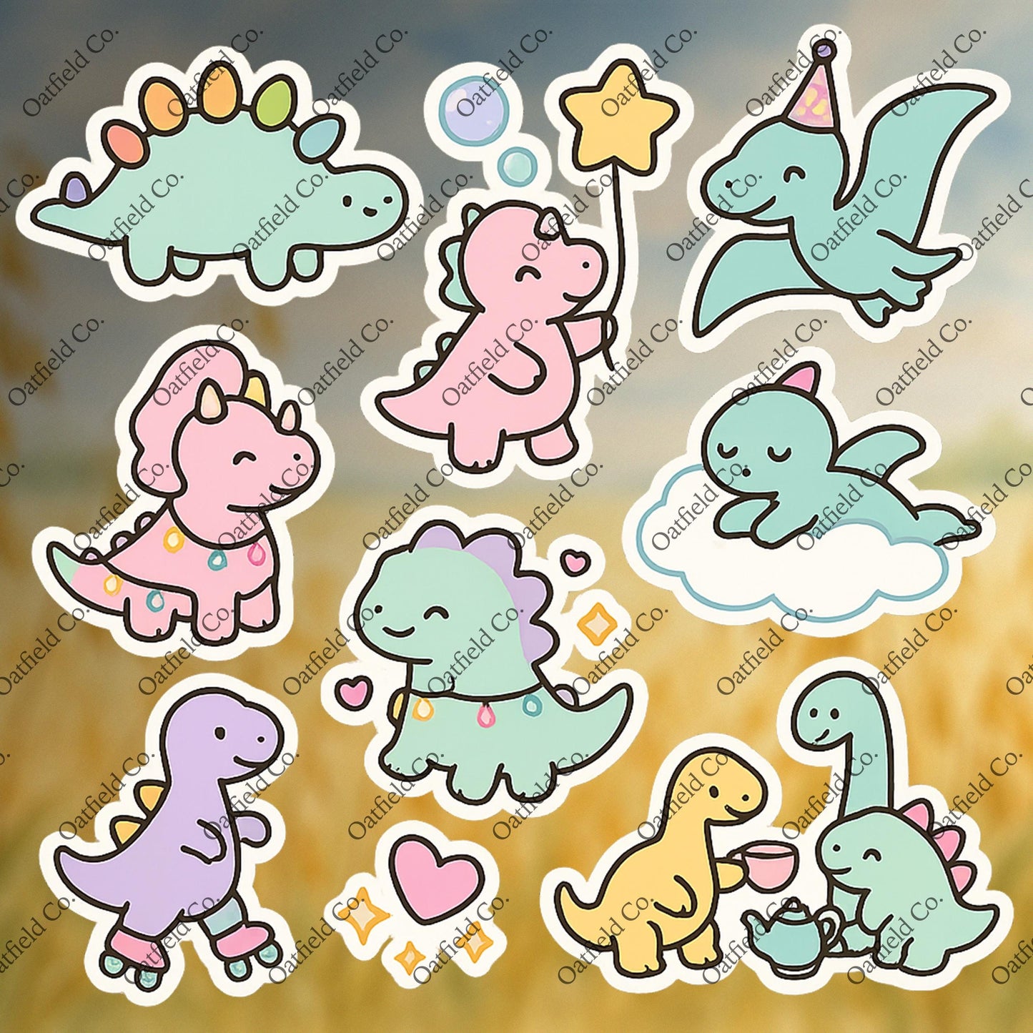Pastel Dinosaur Sticker Pack: Kawaii Dino Stickers for Journals