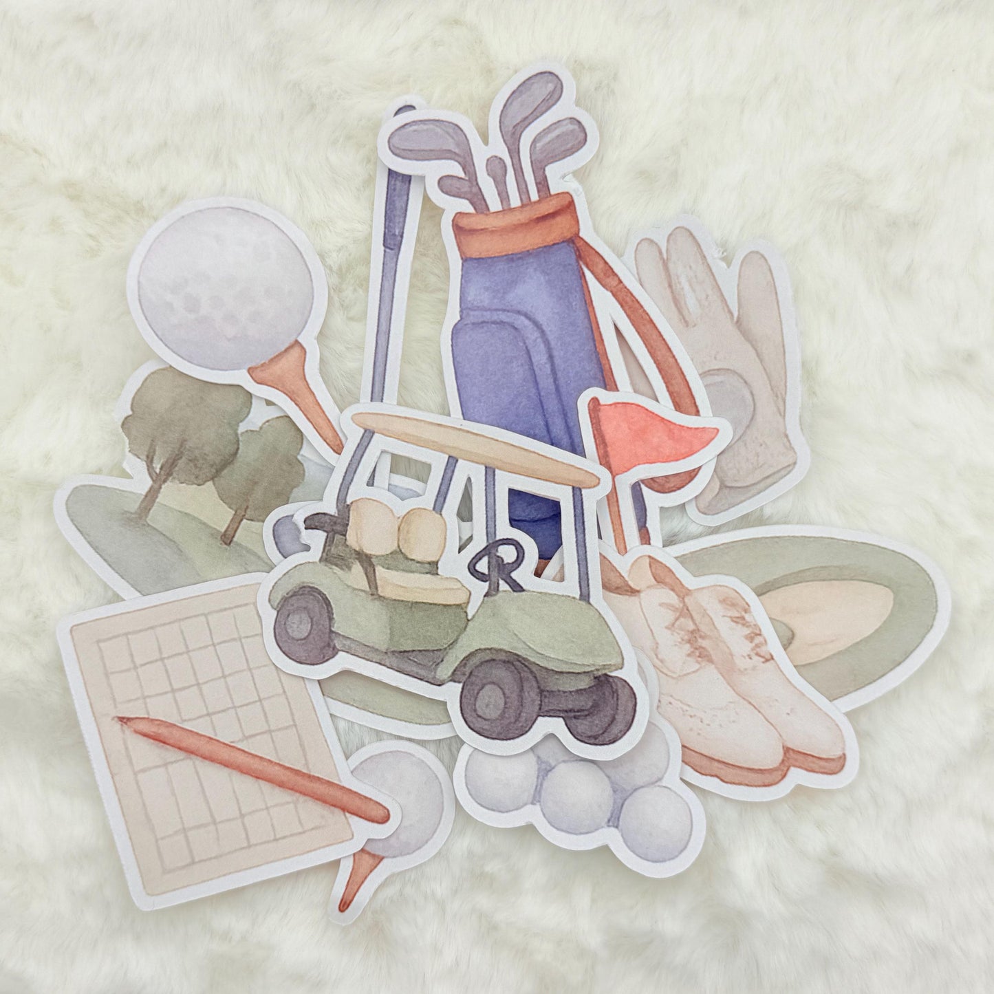 Watercolor Golf Sticker Pack: Glossy Sporty Planner Stickers