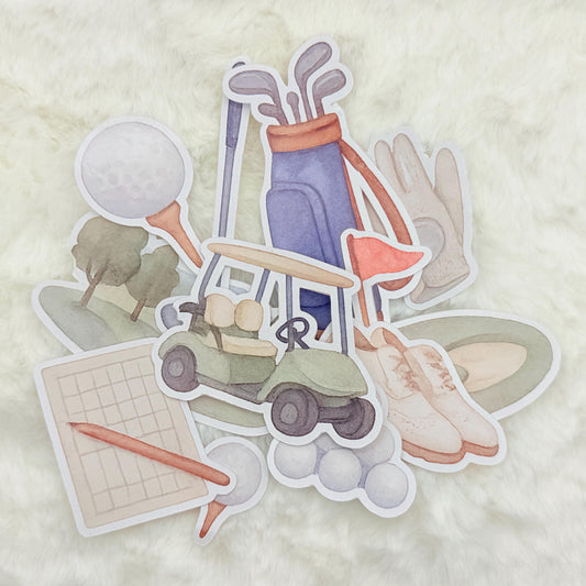Watercolor Golf Sticker Pack: Glossy Sporty Planner Stickers