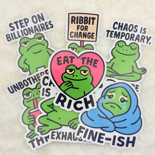 Frog Activist Sticker Pack – Funny Political Protest Frog Stickers