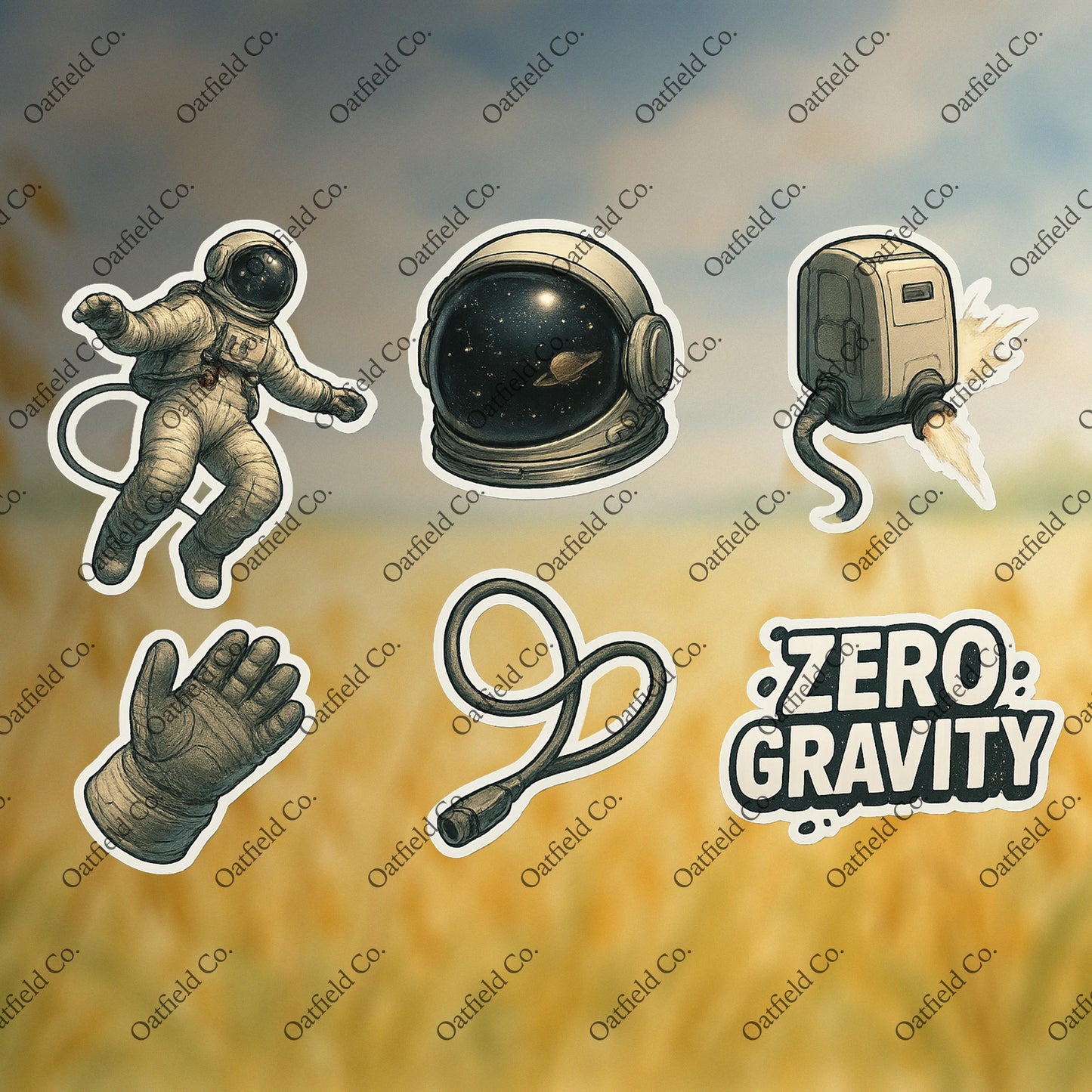 Astronaut Space Stickers – Floating Helmet Jetpack Zero Gravity Pack