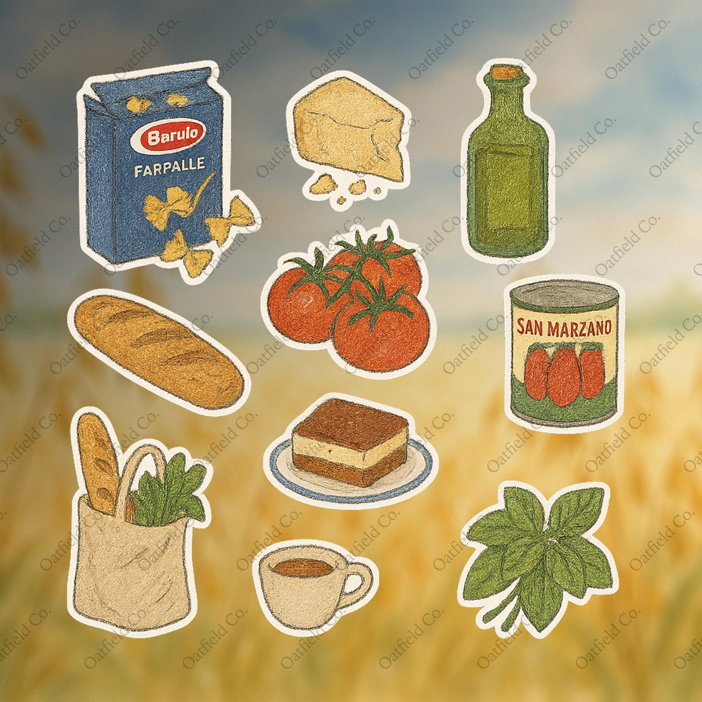Italian Grocery Sticker Pack: Rustic Foodie Stickers