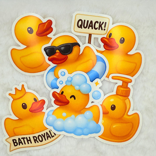 Cute Rubber Duck Sticker Pack | Bath Time Duckies, Soap Bottle, Funny Quack Stickers