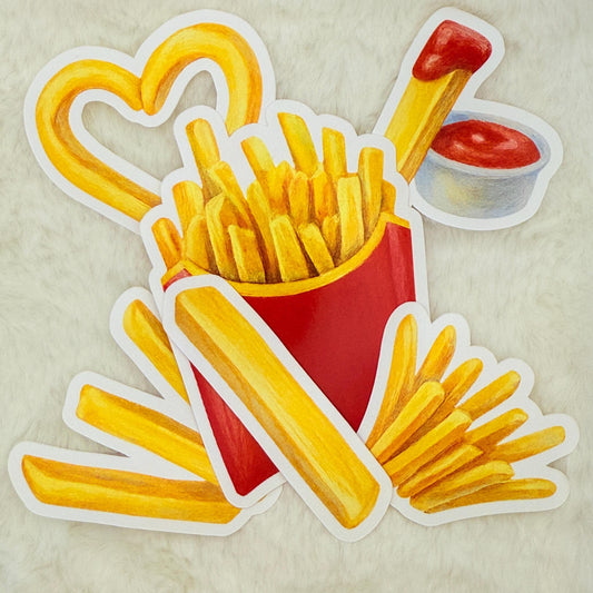 Kawaii French Fries Sticker Pack: Fast Food - Glossy Stickers
