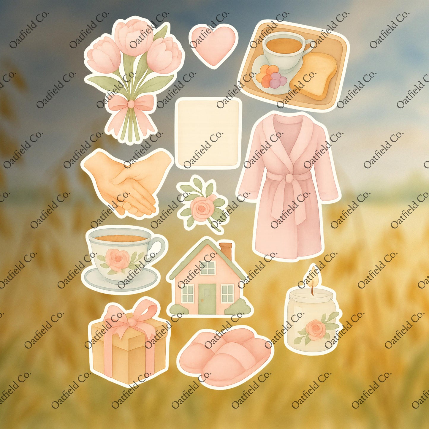 Cozy Mother’s Day Watercolor Sticker Pack – Pastel Pink Gift Set