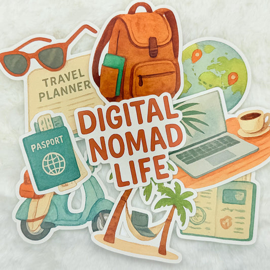 Digital Nomad Sticker Pack: Watercolor Travel Theme